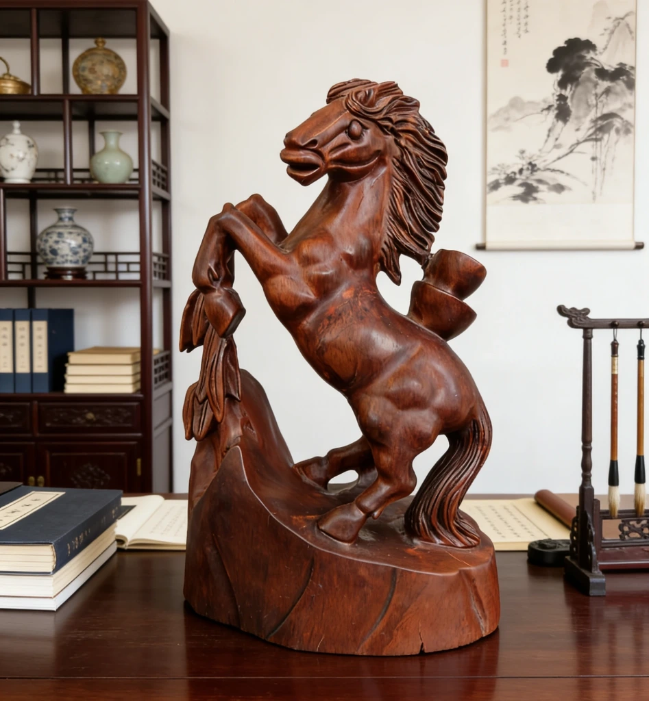 红木生肖马摆件 尺寸20×10×28厘米